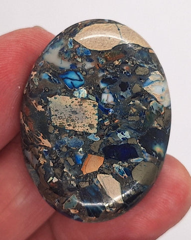 40x30mm Blue Matrix Oval Stone Cabochon read description S4214E
