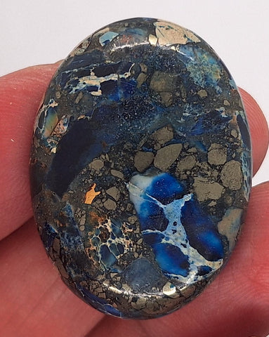 40x30mm Blue Matrix Oval Stone Cabochon read description S4214F