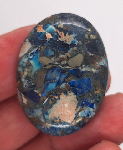 40x30mm Blue Matrix Oval Stone Cabochon read description S4214G