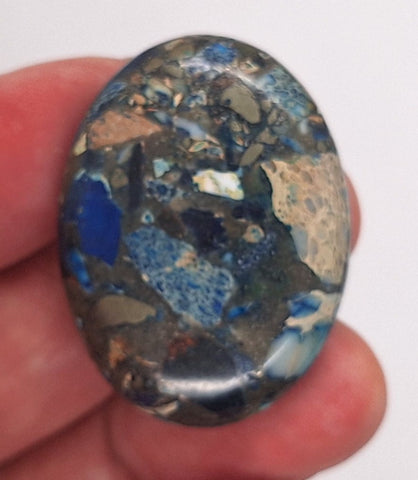 40x30mm Blue Matrix Oval Stone Cabochon read description S4214J