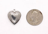Stainless Steel Filigree Locket Pendant Small Heart Photo Frame Charm 19x19x5.5mm S4217