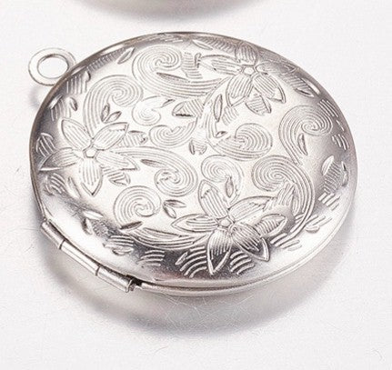 Stainless Steel Locket Pendants Photo Frame Charm Stainless Steel Color 32x27x6.5mm S4219