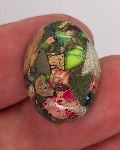 25x18mm Mixed color Copper Matrix Collage Cabochon Oval Flat Back Stone S4221B