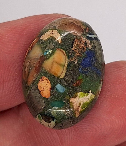 25x18mm Mixed color Copper Matrix Collage Cabochon Oval Flat Back Stone S4221F