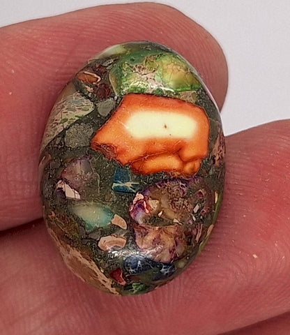 25x18mm Mixed color Copper Matrix Collage Cabochon Oval Flat Back Stone S4221H