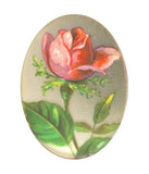40x30mm Vintage German Glass Decal Painting of Rose on mirror backing S4230