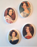 40x30mm - 4pc set of Vintage German Plastic Cabochons with Decal Portraits S4232