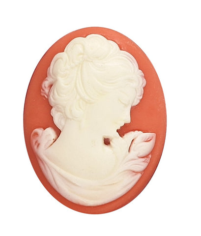 40x30mm Pinky Peach Colored Woman with Short Hair Resin Cameo S4233
