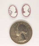14x10mm lilac purple and white ponytail girl matched pair Victorian woman resin cameo S4238