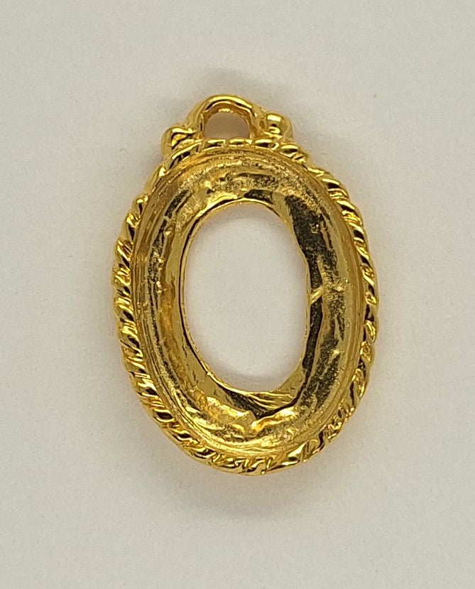 18x13mm Gold Open Back Cabochon Cameo Setting with ring S4239