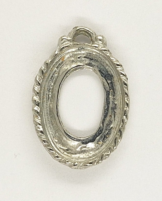 18x13mm Silver Open Back Cabochon Cameo Setting with ring S4240