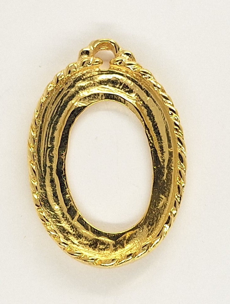 25x18mm Gold Open Back Cabochon Cameo Setting with ring S4241