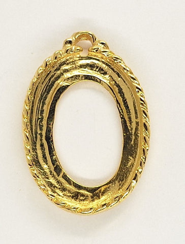 25x18mm Gold Open Back Cabochon Cameo Setting with ring S4241