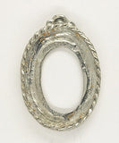 25x18mm Silver Open Back Cabochon Cameo Setting with ring S4242