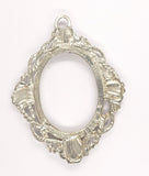 40x30mm Silver Open Back Cabochon Cameo Setting with ring S4243