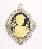 40x30mm Silver Open Back Cabochon Cameo Setting with ring S4243