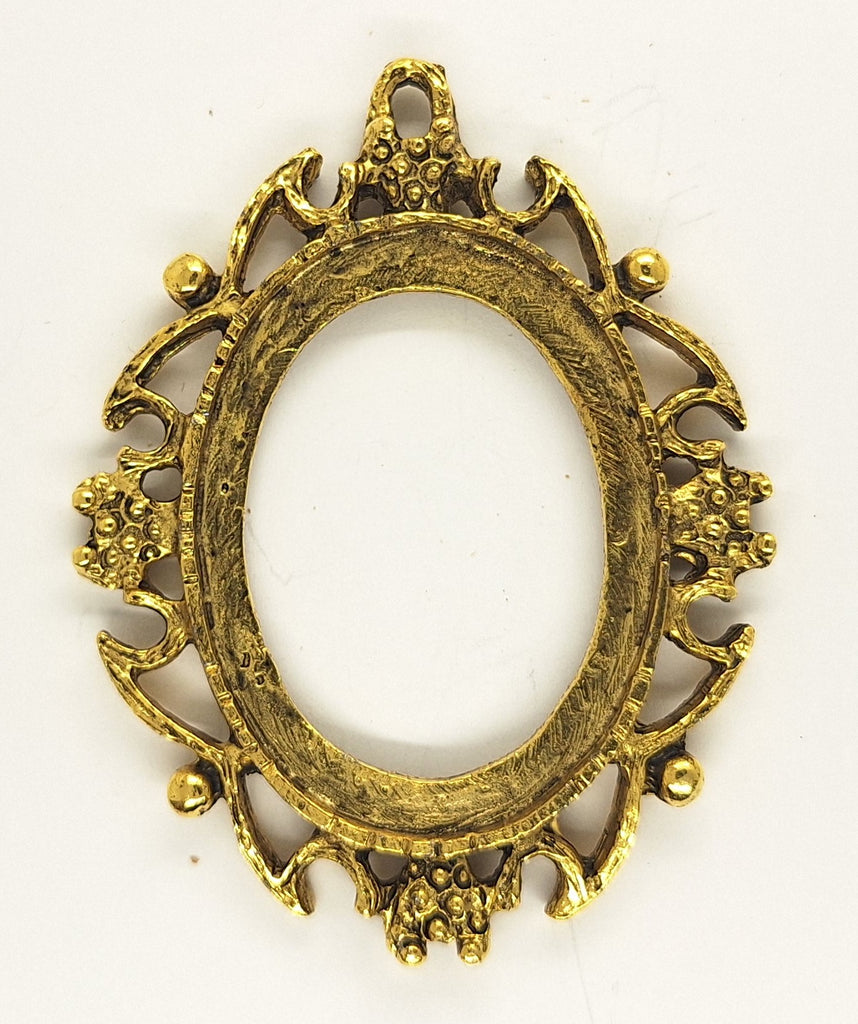 40x30mm Antique Gold Open Back Cabochon Cameo Setting with ring S4244