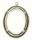 40x30mm Silver Open Back Cabochon Cameo Prong Setting with ring S4245