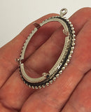 40x30mm Silver Open Back Cabochon Cameo Prong Setting with ring S4245