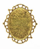 40x30mm Antique Gold filigree setting no loop no pin S4246