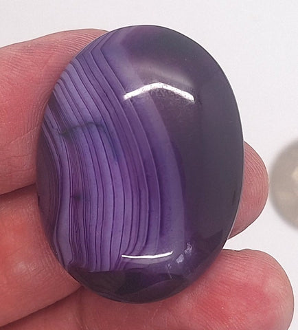 40x30mm Banded Agate Dyed Purple Gemstone Cabochon S4247A