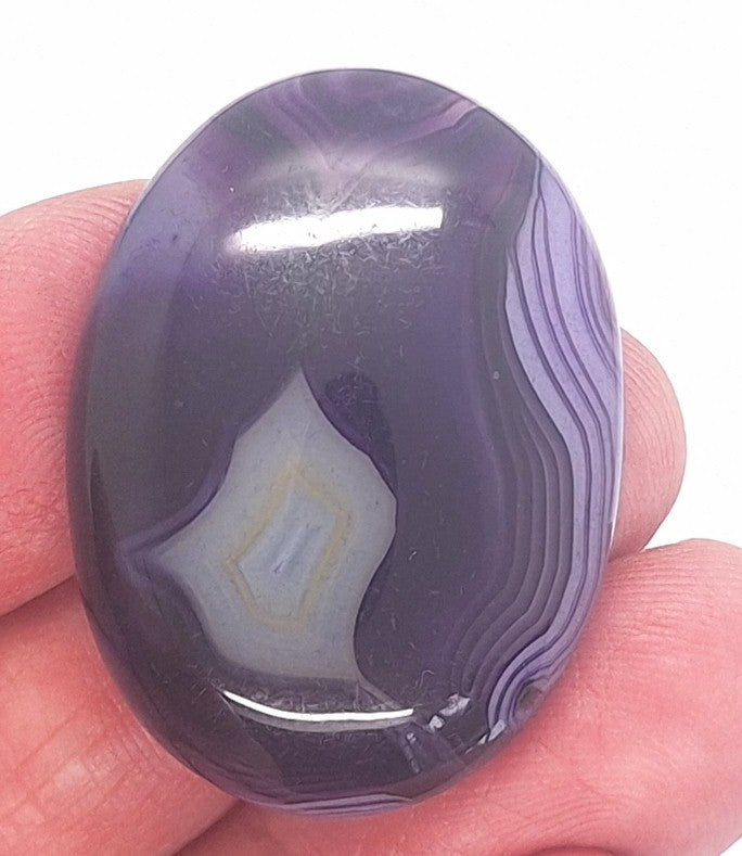 40x30mm Banded Agate Dyed Purple Gemstone Cabochon S4247D