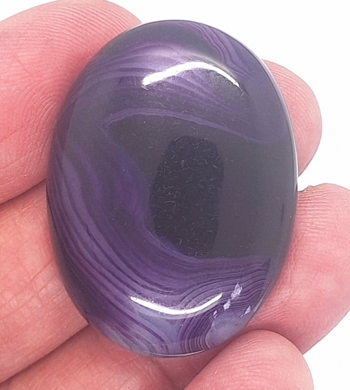 40x30mm Banded Agate Dyed Purple Gemstone Cabochon S4247L