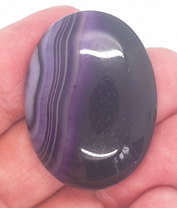 40x30mm Banded Agate Dyed Purple Gemstone Cabochon S4247R