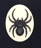 40x30mm Black Spider on Ivory Background Flat Back Resin Cabochon Cameo S4251