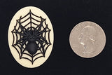 40x30mm Black Spider in Spider Web Flat Back Resin Cabochon Cameo S4252