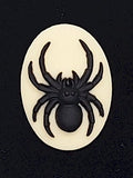 25x18mm Black Spider on Ivory Background Flat Back Resin Cabochon Cameo S4253