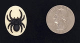 25x18mm Black Spider on Ivory Background Flat Back Resin Cabochon Cameo S4253