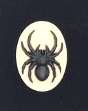 18x13mm Black Spider on Ivory Background Flat Back Resin Cabochon Cameo S4254