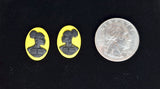 18x13mm pair of African American Black Woman Resin Cameo Cabochon Yellow Black S4256