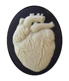 40x30mm Custom Cameo Black Ivory anatomical heart