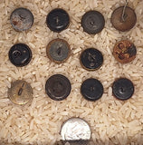12pc Mixed Antique Metal Victorian Buttons Red Tint Flowers and Designs B708