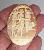 49x36mm Italian Real Shell Cameo Three Graces  unmounted loose Genuine Hand Carved Cameo C313