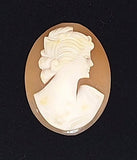 30x23mm Genuine Italian Shell Cameo Unmounted Oval Hand-Carved Woman Profile Cabochon C314