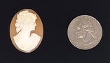 30x23mm Genuine Italian Shell Cameo Unmounted Oval Hand-Carved Woman Profile Cabochon C314
