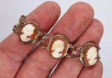 7inch Antique Sterling Silver Shell Cameo Link Bracelet With 8 Carved Woman F262