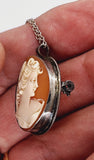 Antique Hand carved Italian Shell Cameo Brooch & Pendant Marked 800 Silver F264