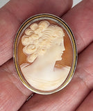 Antique Silver Italian Shell Cameo Hand Carved Pendant and Brooch F286