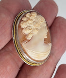 Antique Silver Italian Shell Cameo Hand Carved Pendant and Brooch F286