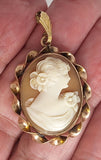 10Kt GF Vintage Secret Locket Cameo Hand Carved Italian Shell Cameo Pendant F289