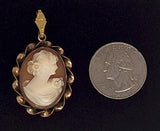 10Kt GF Vintage Secret Locket Cameo Hand Carved Italian Shell Cameo Pendant F289