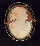 Large Antique Hand Carved Italian Shell Cameo Brooch Pendant F290