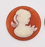30mm Carnelian and White Victorian Ponytail Woman Resin Cameo J120