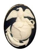 40x30mm Black Background  Ivory Eagle Marine Cameo