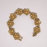 Vintage-Style Floral Rhinestone Green and Blue Link Bracelet – 7.5" Item F292