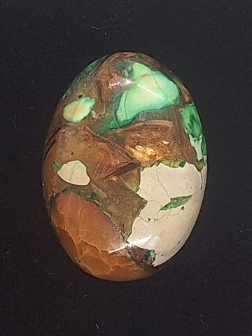 25x18mm Green Copper Matrix Collage Cabochon Oval Flat Back Stone S2205B